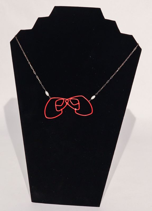 Red double image with pearls Necklace, Kelly Miller