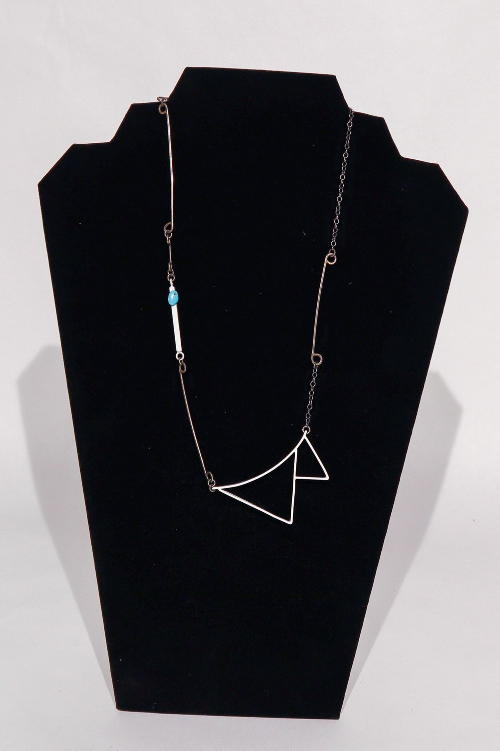 Necklace Powder-coat Turquoise White triangle, Kelly Miller