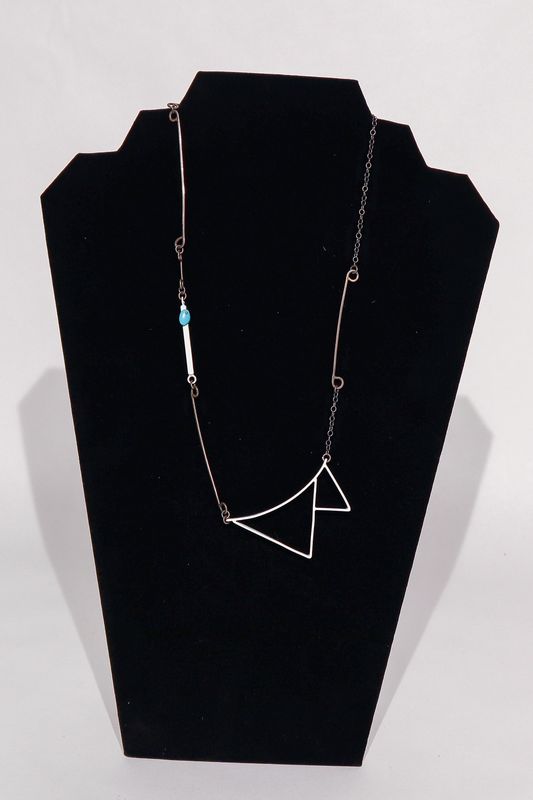 Necklace Powder-coat Turquoise White triangle, Kelly Miller