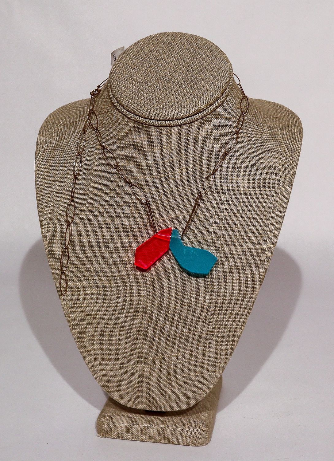 Necklace -Aqua and Hot pink Acrylic, Kelly Miller