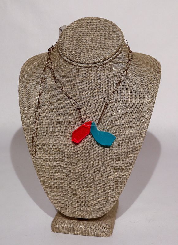 Necklace -Aqua and Hot pink Acrylic, Kelly Miller