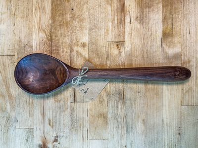 Walnut Large Round Serving Spoon