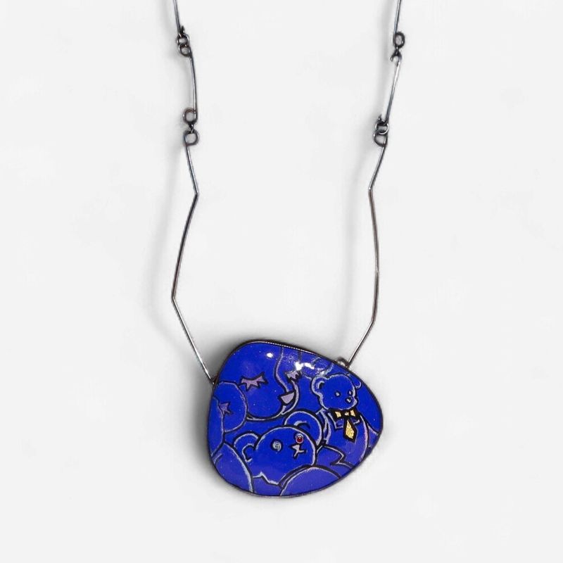 Enameled bears Necklace, Kelly Miller