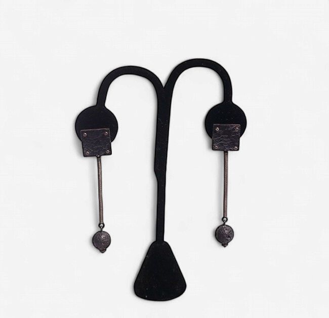 Laminate/SS/lava bead earrings-Roger Rimel