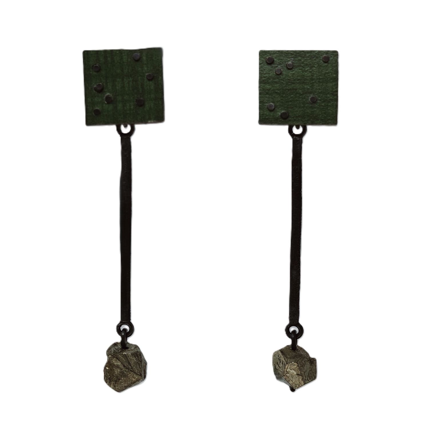Lamanite/SS/Pyrite bead Earrings-Roger Rimel