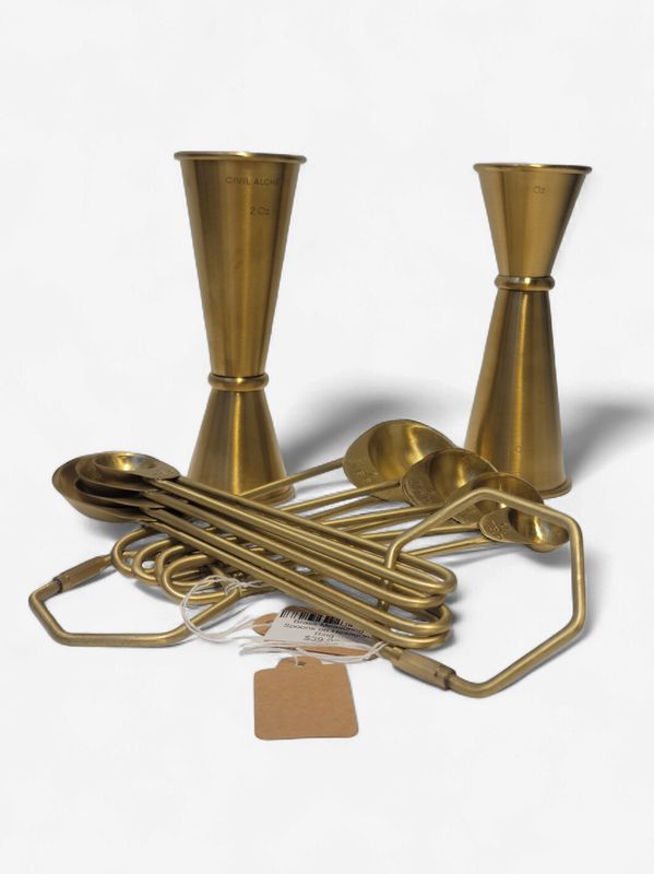 Brass Measuring Spoons on Hexagon Ring