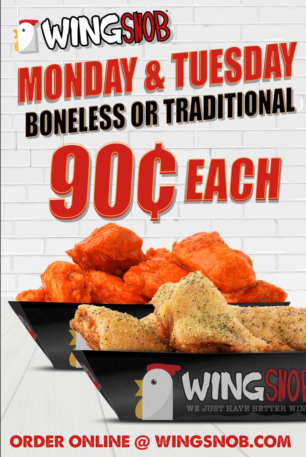 Monday/Tuesday 90 Cent Wings