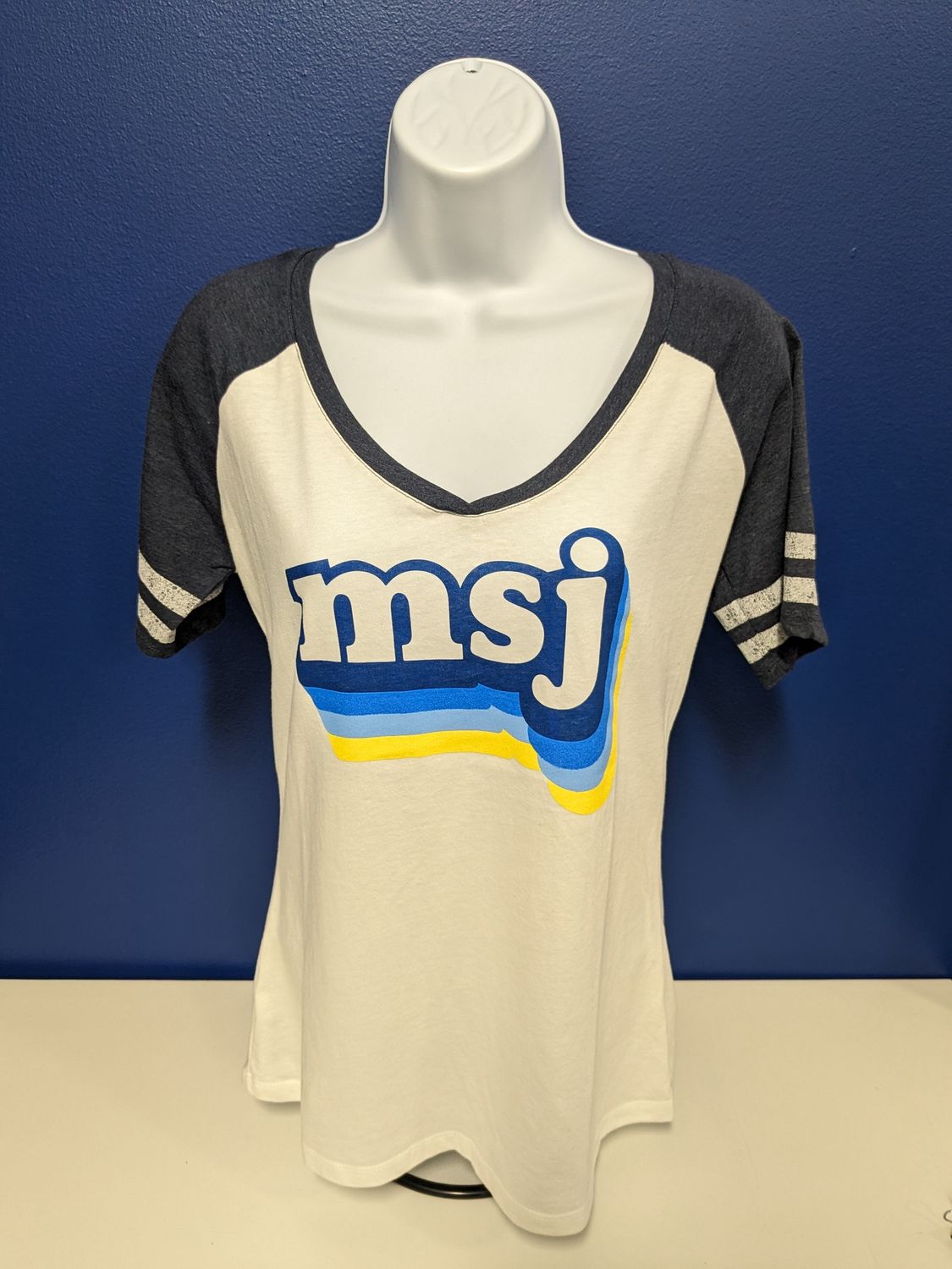 Retro MSJ White V-Neck T-Shirt
