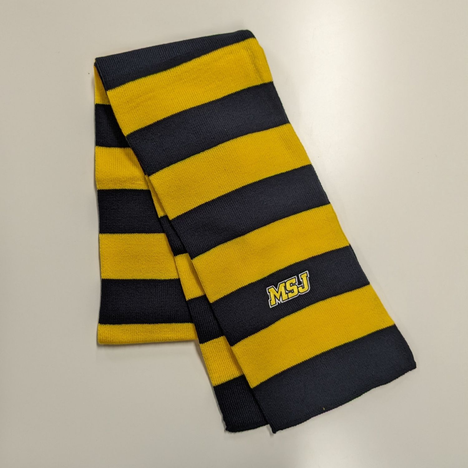 *Clearance Rugby Striped Navy/Gold Knit Scarf