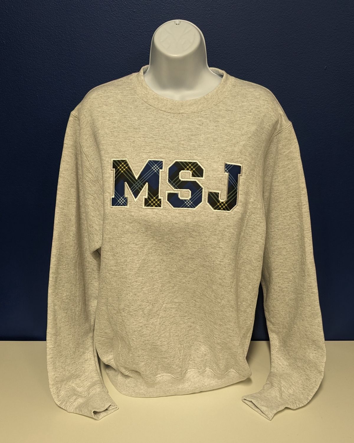 Tartan Crew Sweatshirt Gray