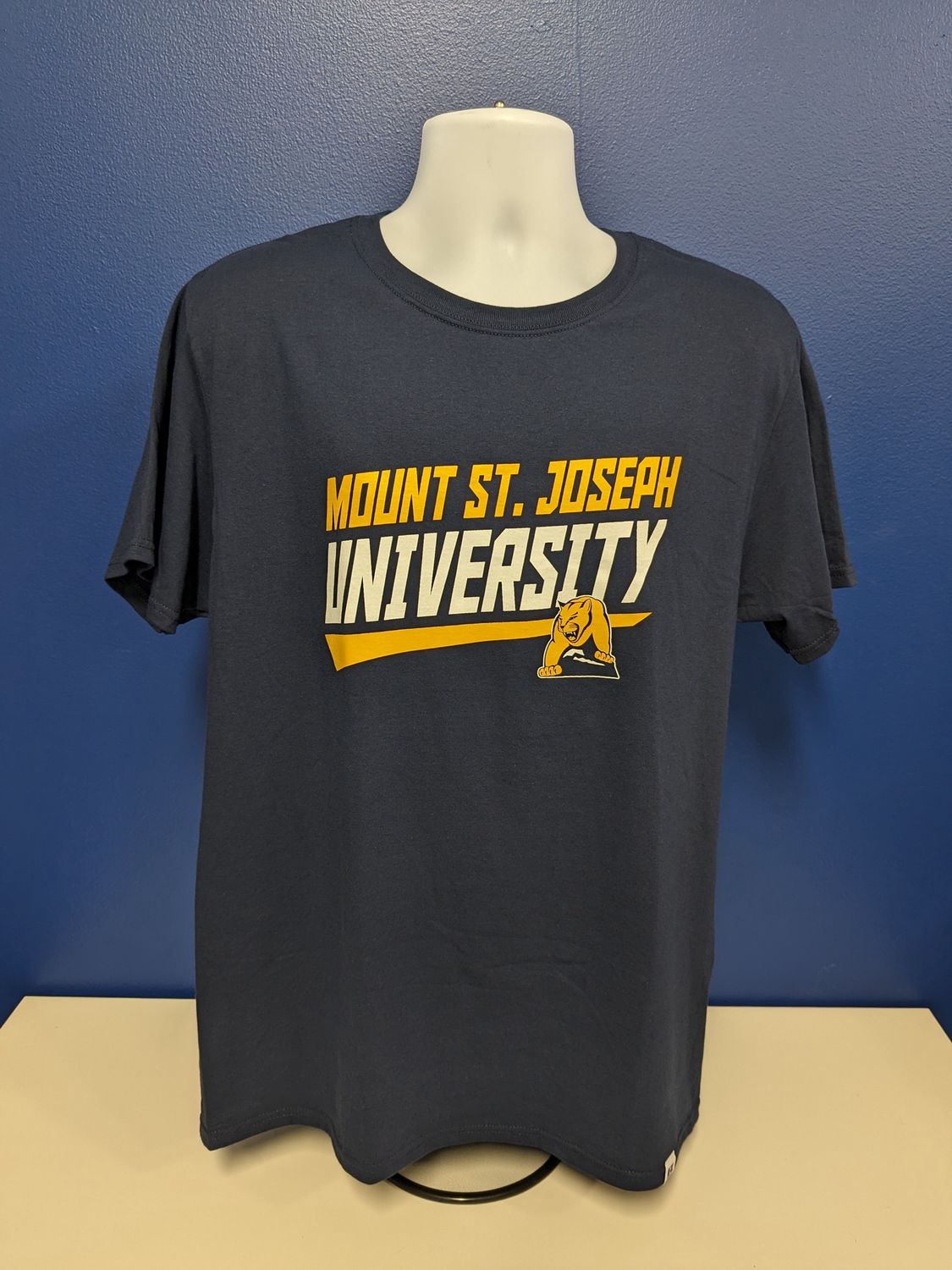 RUSS Navy T-Shirt Diagonal Mount St. Joseph University