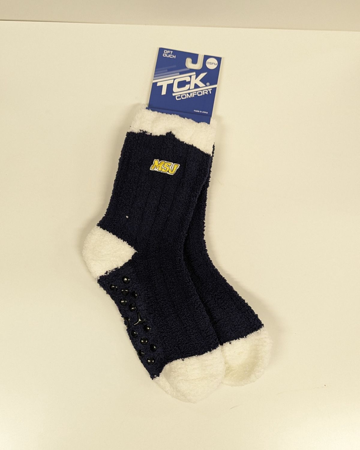 Warm Fuzzy Navy Sock - MSJ Sport Logo