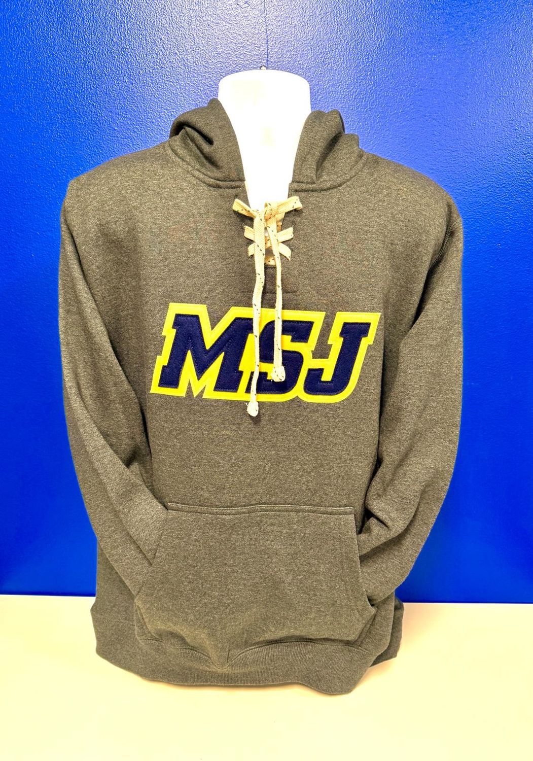 Varsity Lace-up Hoodie Heather Charcoal MSJ Sport Logo