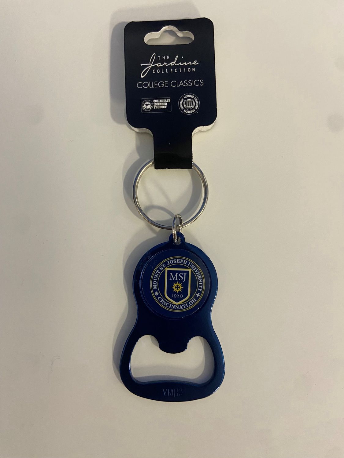 Bottle Opener Key Chain  Navy Crest Logo