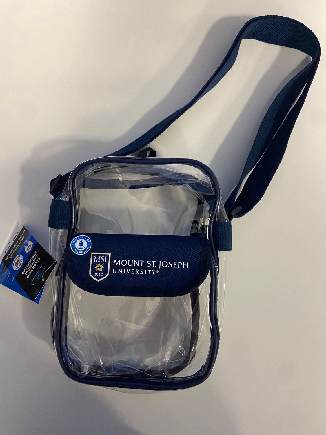 Stadium Bag - Navy Clear Mount St. Joseph University Shield Logo