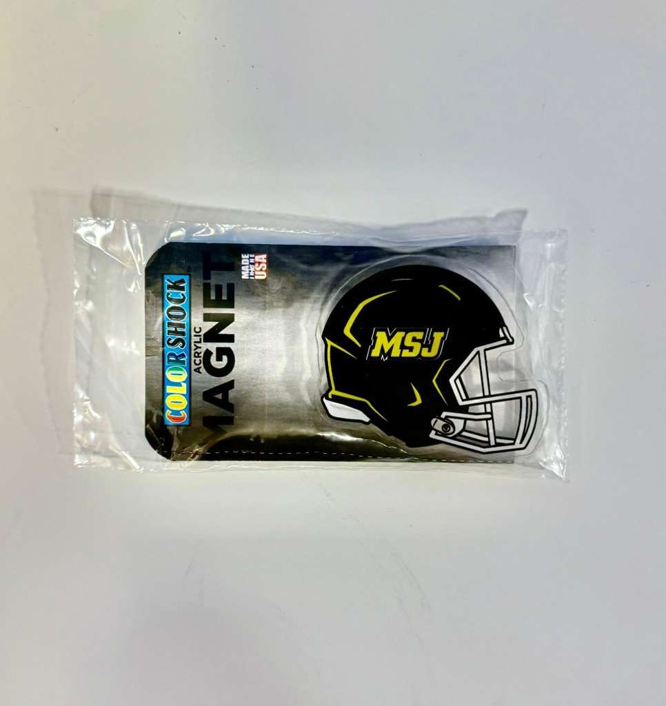 Magnet Acrylic Football Helmet MSJ Sport Logo