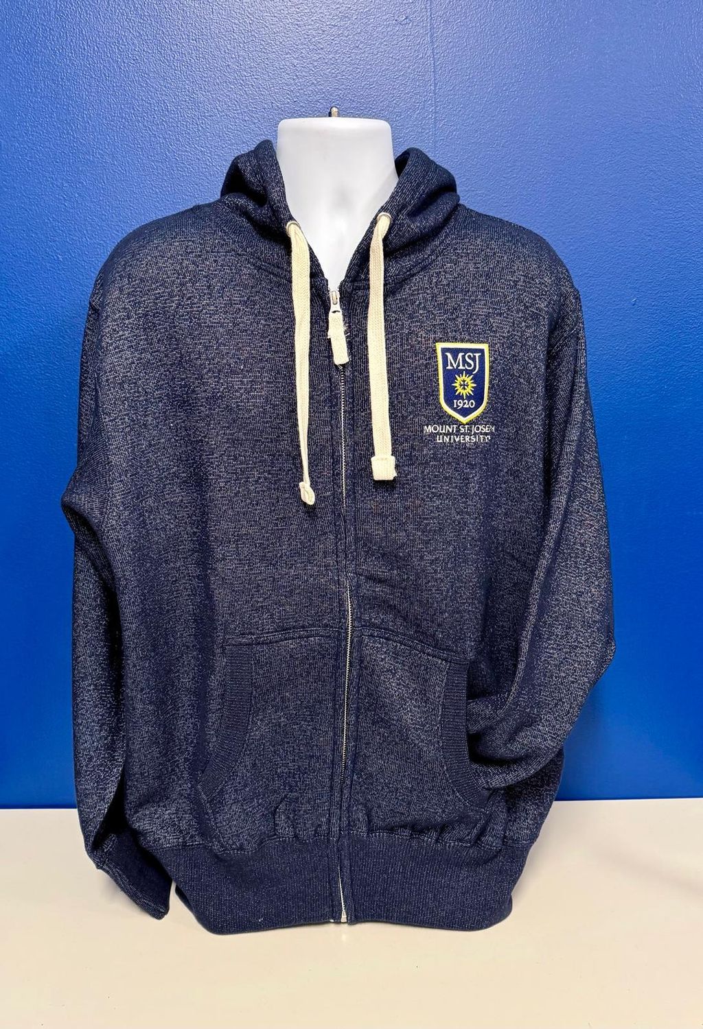 Bentley Full Zip Navy Mount St. Joseph University Shield Logo