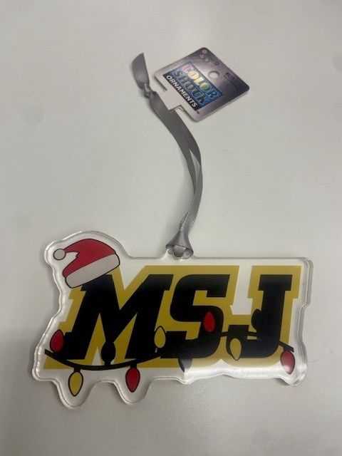 Ornament Sport MSJ Logo w/ Santa Hat and Lights