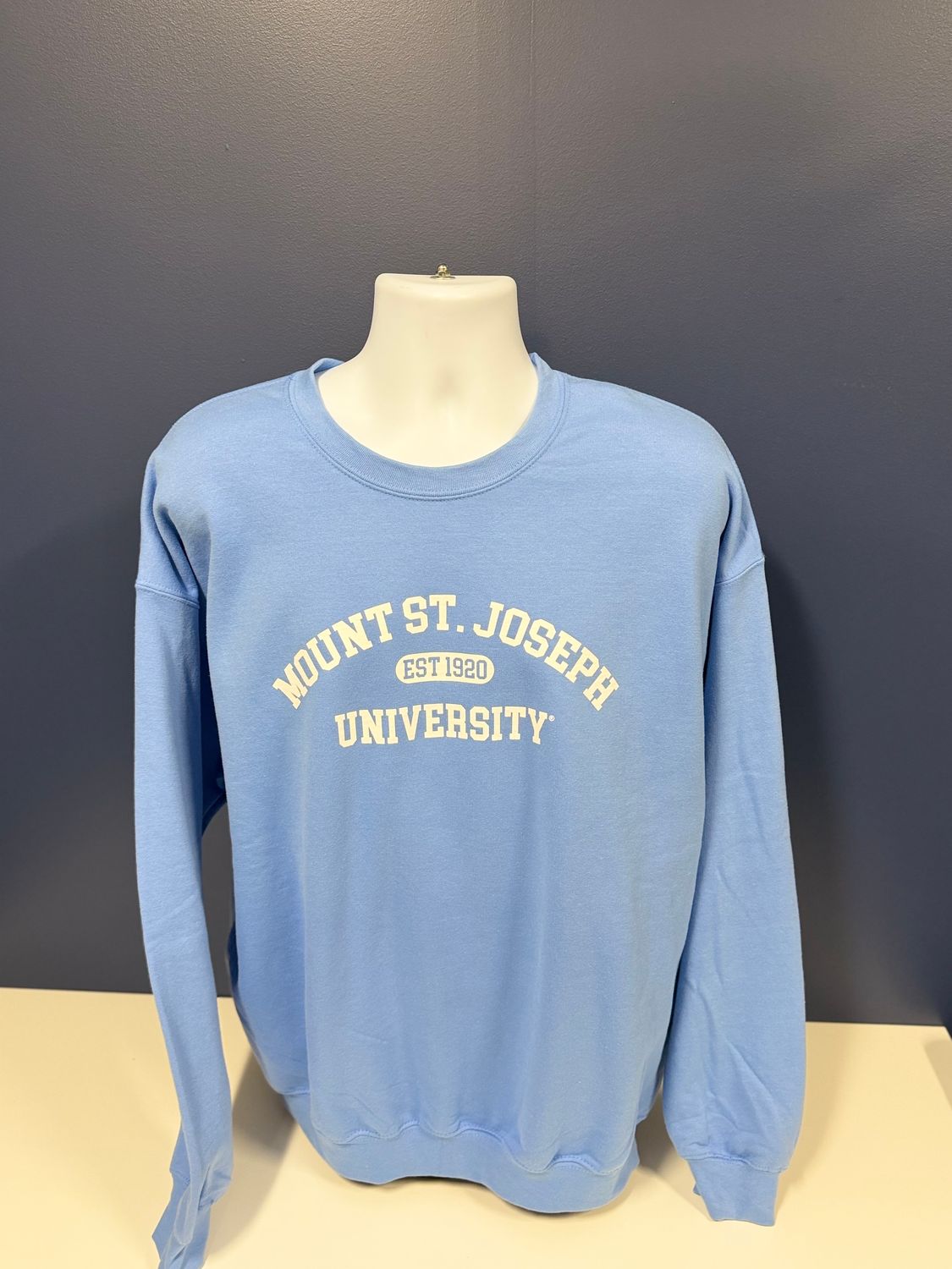 Carolina Blue Crew Neck Mount St. Joseph University EST 1920