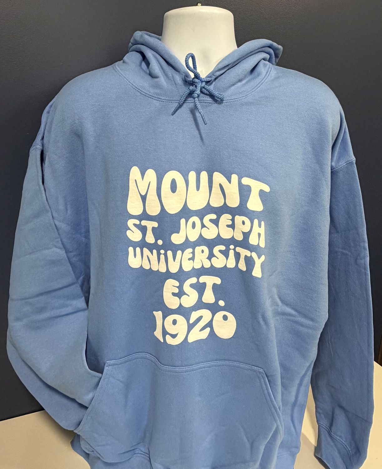 Groovy Carolina Blue Hoodie Mount St. Joseph University EST 1920