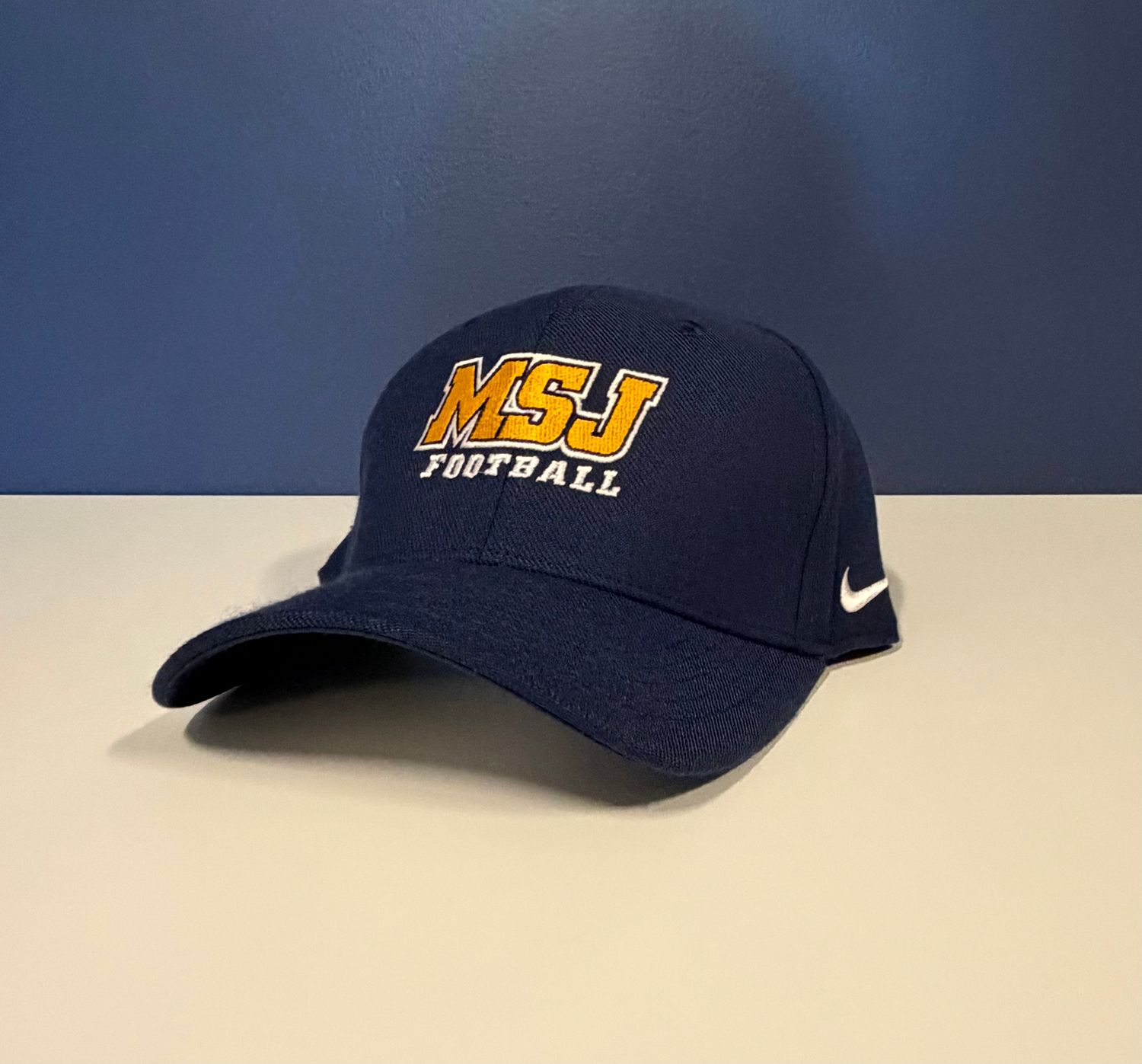 Nike Navy MSJ Sport Logo Football Flex Fit Hat LGE/XLG