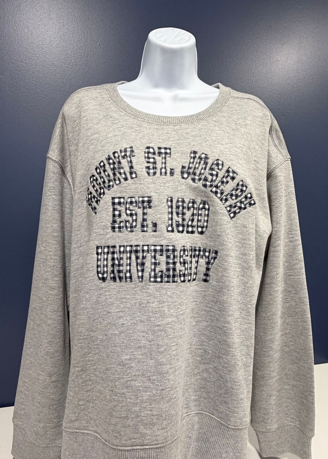 Campdavid Crew Neck Athletic Heather Gingham Mount St. Joseph University EST 1920