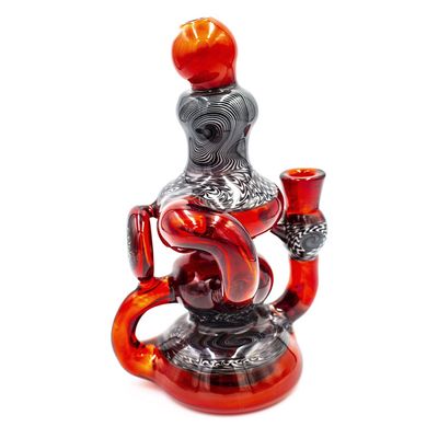 Colorado Made Dab Rig - Recycler w/ Red, White, &amp; Black Wig Wag - Matt Z