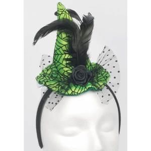 Mini Lime Green Web Witch Hat Headband