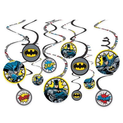 Batman Heros Unite Spiral Decorations - 12ct