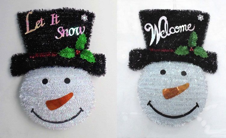 Tinsel Snowman Face Hat 2D 18&quot;