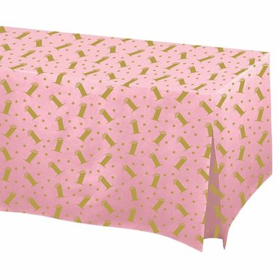 1st Birthday Pink Vinyl Rectangular Tablecover