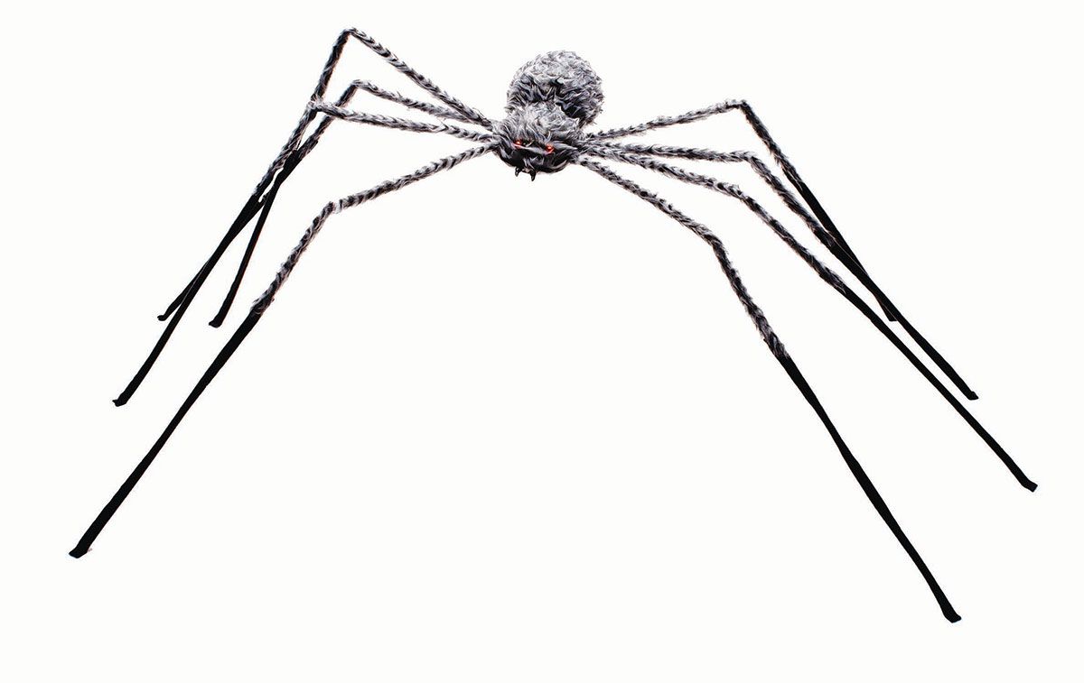 Fuzzy Spider 50&quot; Pointed Legs Grey