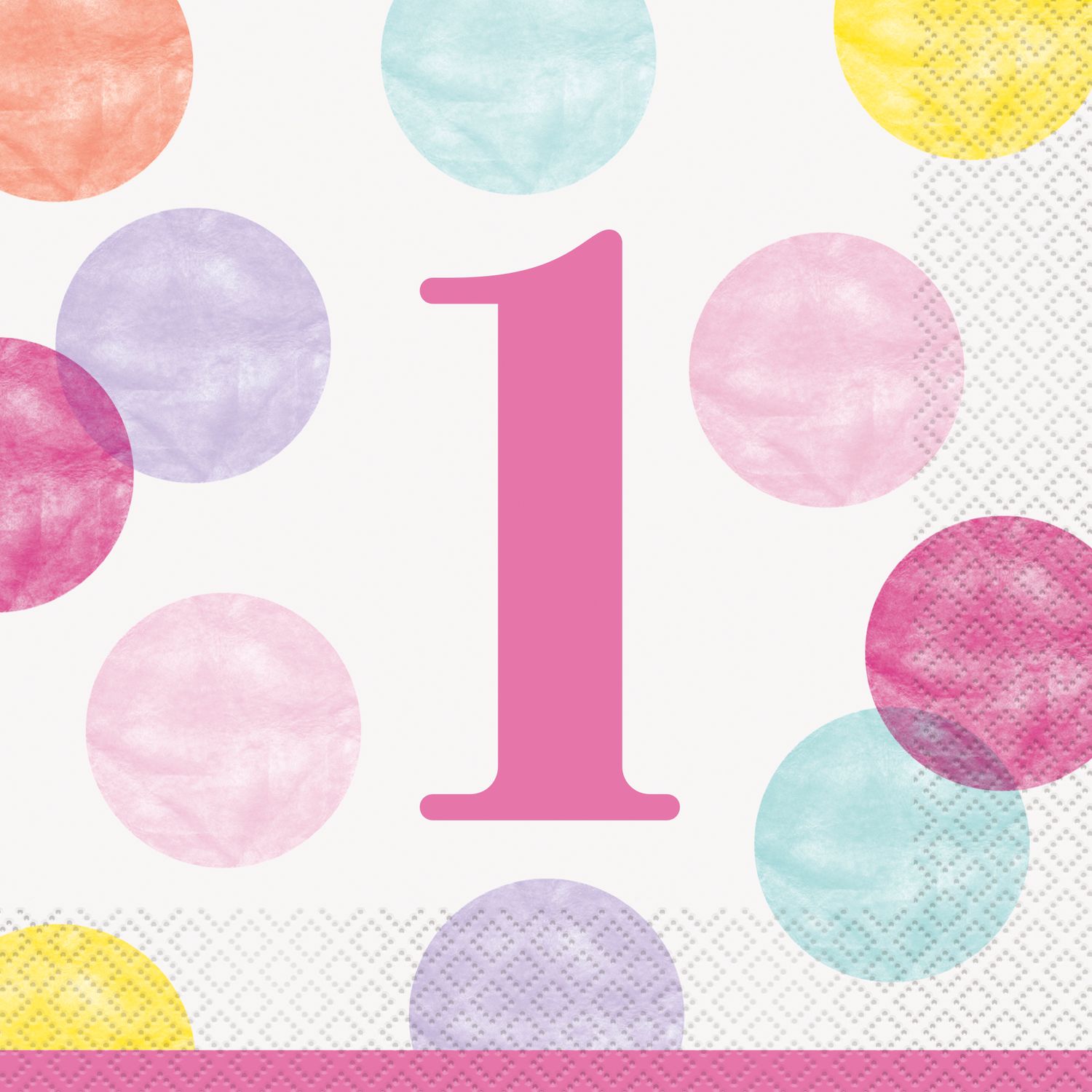 1st Birthday Pink Dots  Luncheon Napkins 16ct