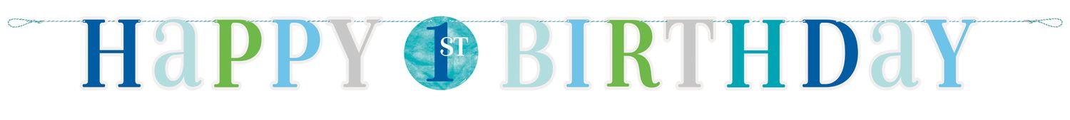 1st Birthday Blue Dots Letter Banner 6ft