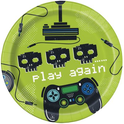 Gamer Birthday 7&quot; Green Dessert Plates 8ct