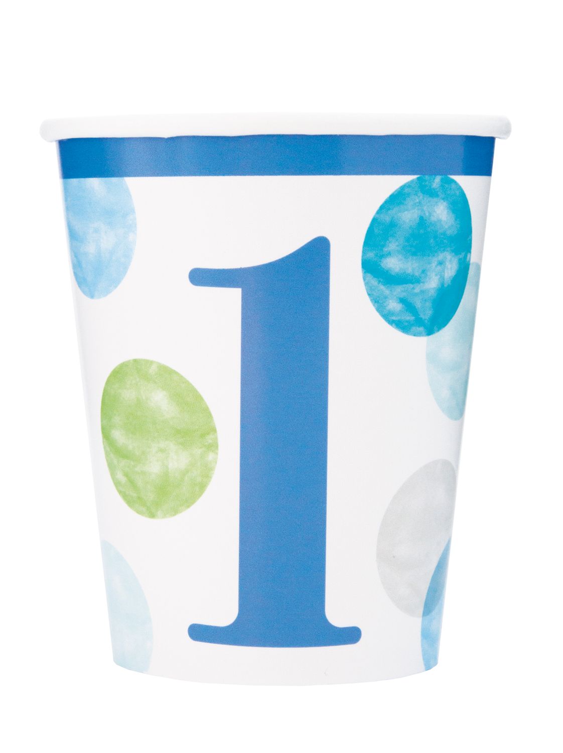 1st Birthday Blue Dots 9oz Cups 8ct