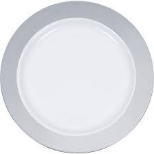 10&quot; Silver Rim Plastic Plates - 10ct