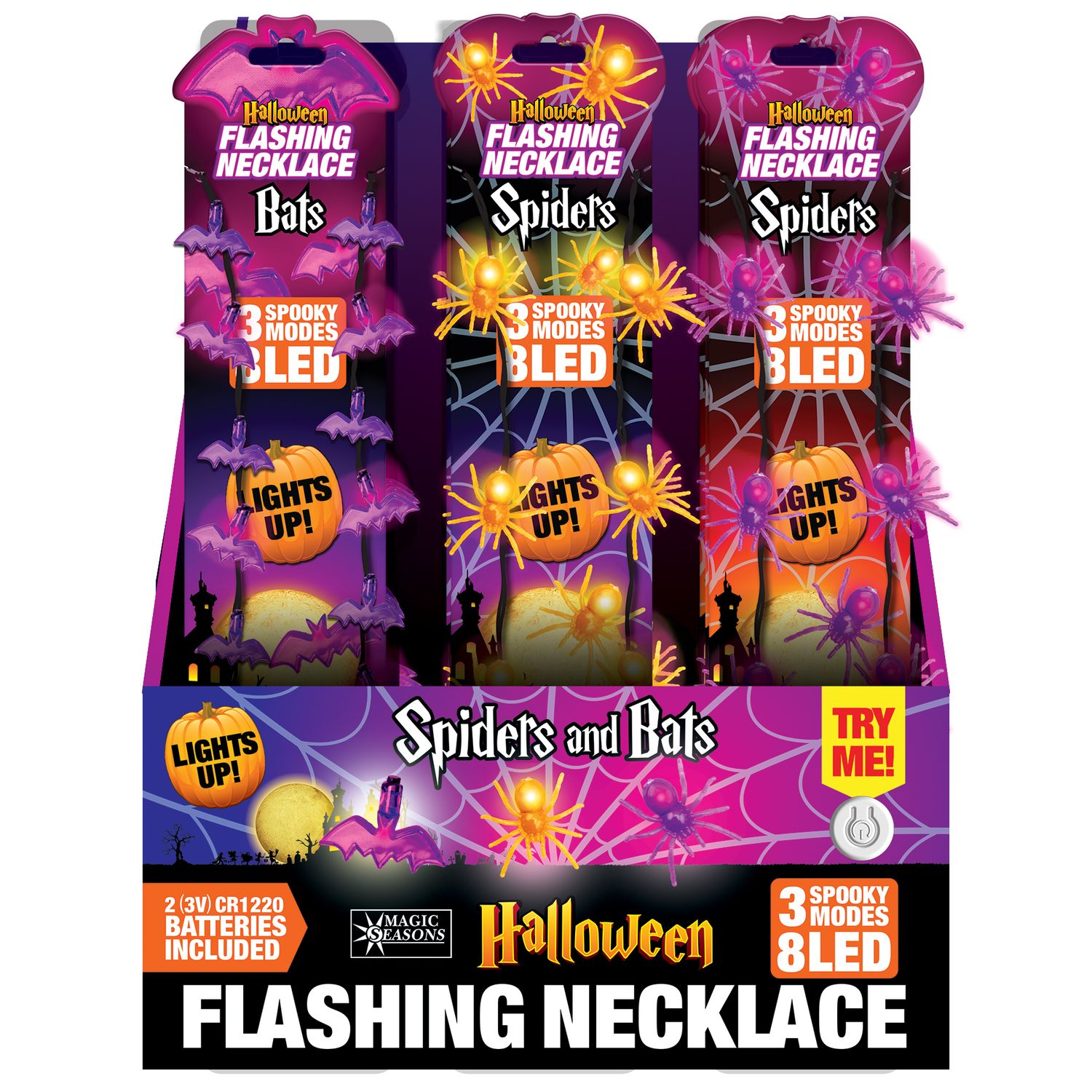 LED Spider and Bat  3-Mode Necklace