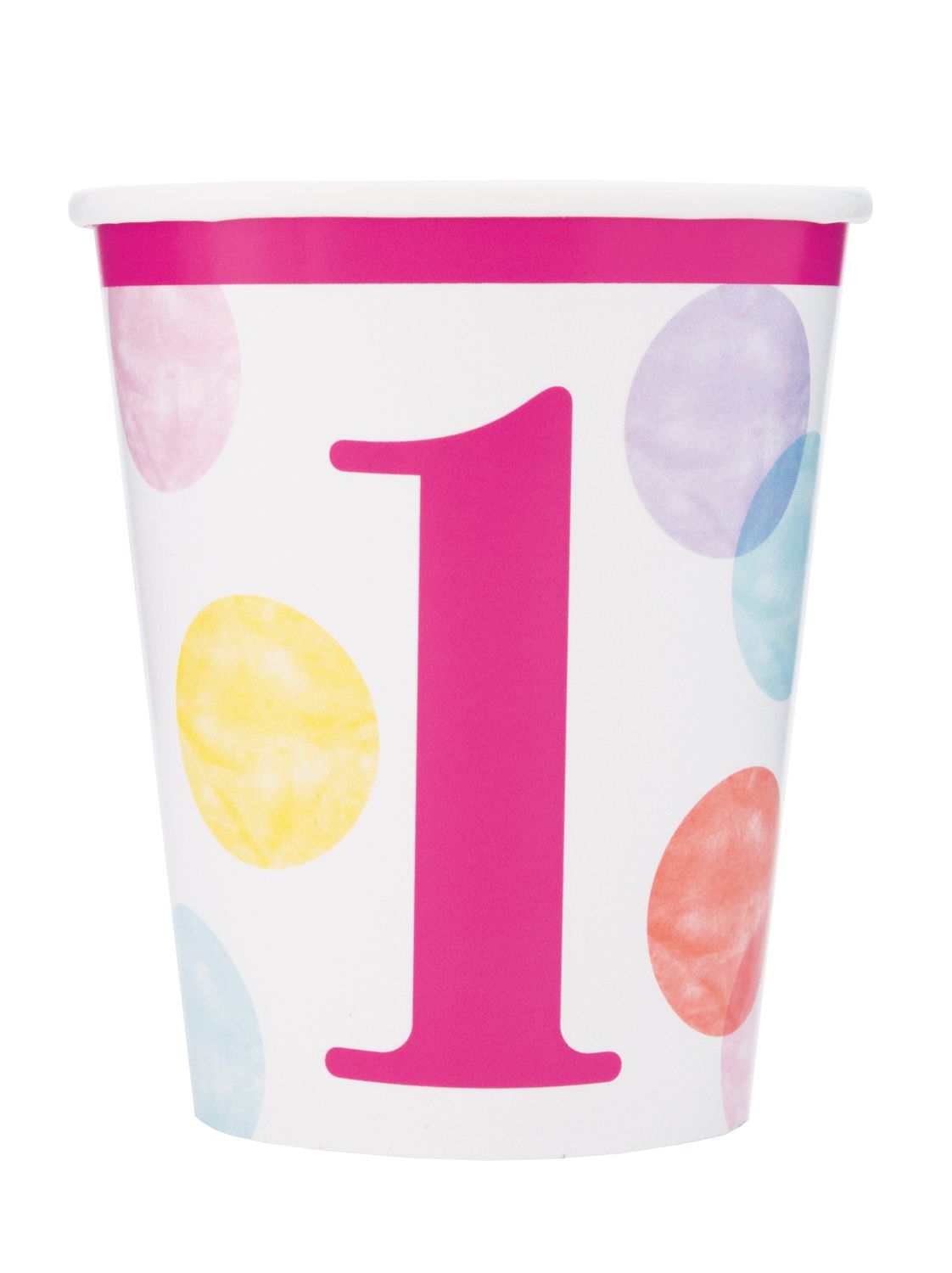 1st Birthday Pink Dots  9oz Cups 8ct