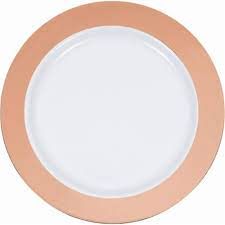 7&quot; Rose Gold Rim Plastic Plates - 10ct