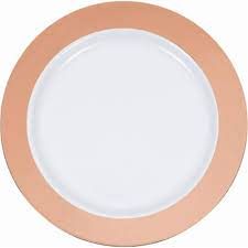 9&quot; Rose Gold Rim Plastic Plates - 10ct