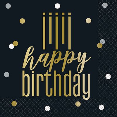 Metallic Happy Birthday - Luncheon Napkins 16ct
