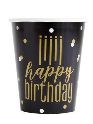 Metallic Happy Birthday - 9oz Cups 8ct