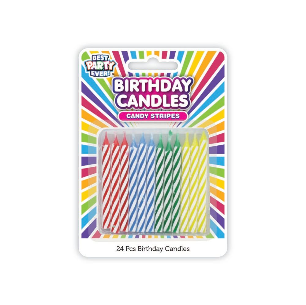 Candy Stripe Primary Candles 24ct