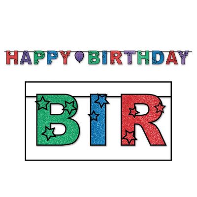 Glittered Happy Birthday Streamer