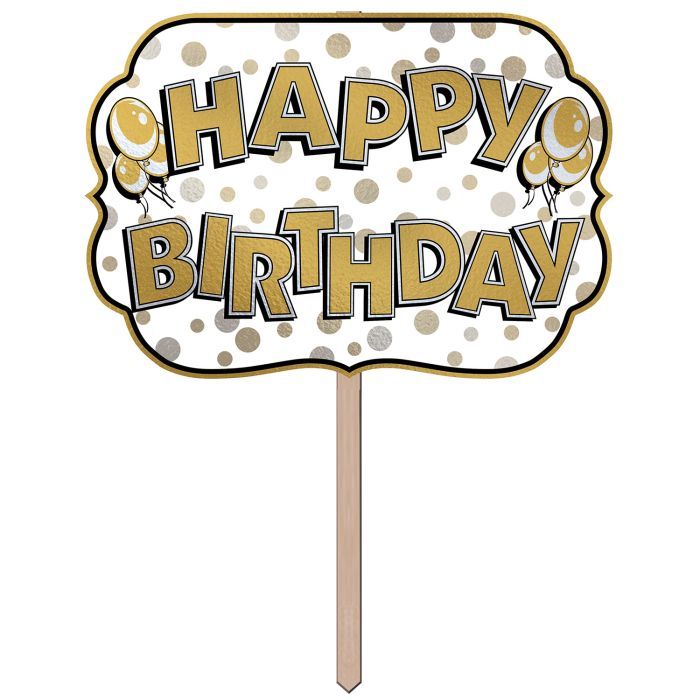 Foil Happy Birthday Yard Sign 10&quot; x 14½&quot;