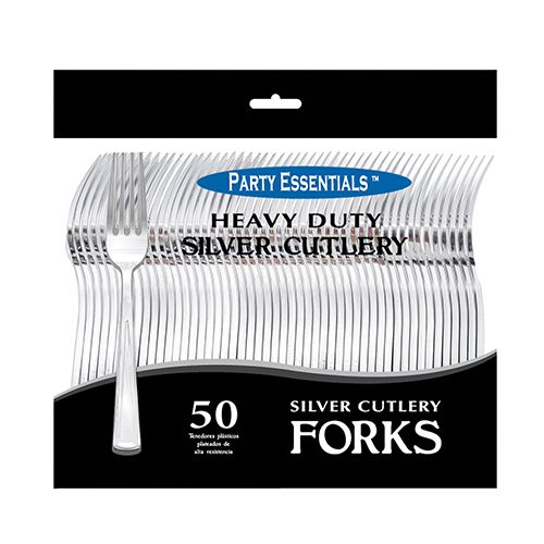 Heavy Plastic Forks - Silver 50ct