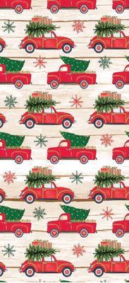 Red Cars Trucks w/Trees Metallic Premium Giftwrap  24&quot;x50