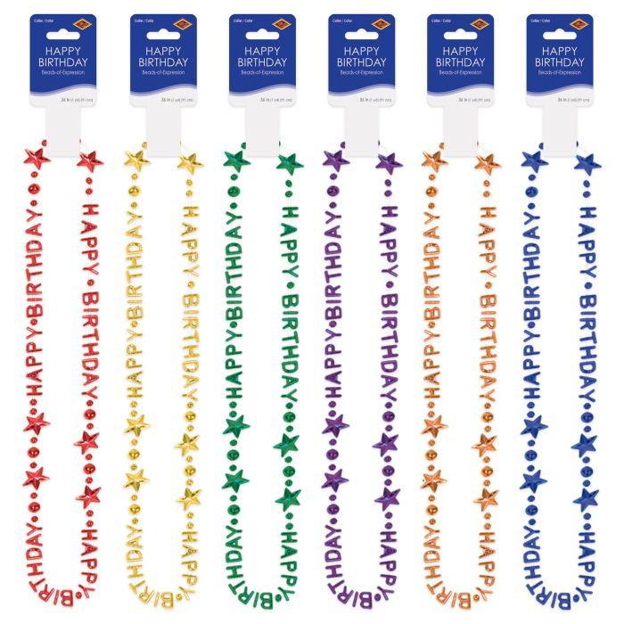 Happy Birthday Multi Color Beads 36&quot;