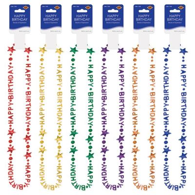Happy Birthday Multi Color Beads 36&quot;